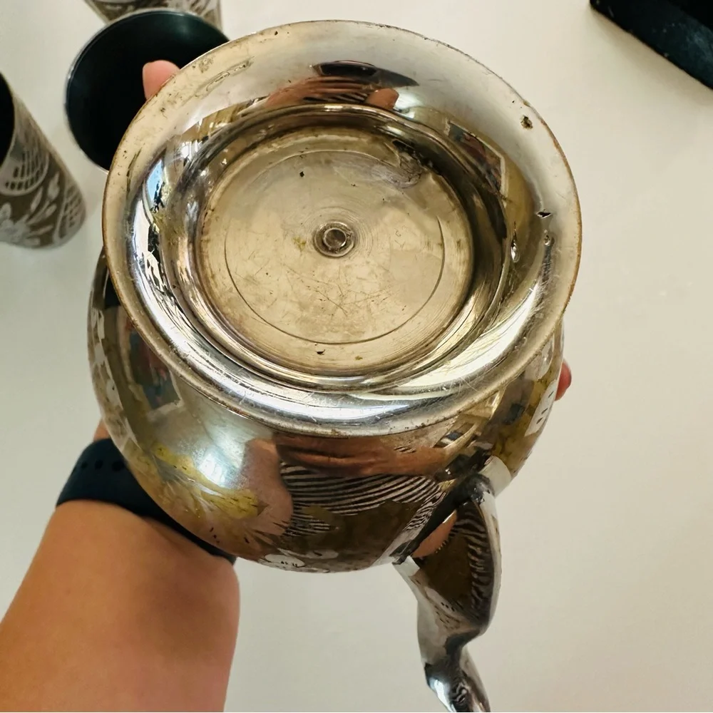 Vintage Dallah Coffee Set Brass Etched